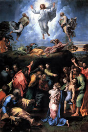 「キリストの変容」ヴァティカン美術館蔵　ラファエロ・サンティ　１４８３~１５２０年　（ウィキペディアより）