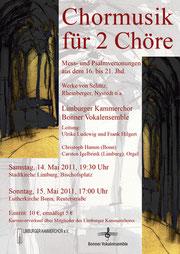 Konzertplakat Chormusik für zwei Chöre