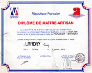 ¤ diplôme de Maître-Artisan - 1991
