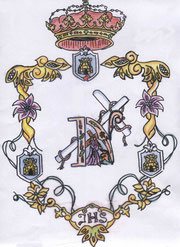 Escudo plata relieve corneta trompeta