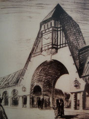 Esquisse de l'arche du marché couvert réalisée au fusain par l'architecte Henry-Léon Bloch - Le Touquet-Paris-Plage