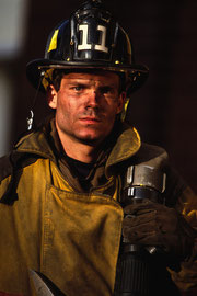 Fire fighter in uniform