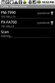 CyPria - Printer Finder Screen