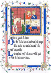 Page de garde du Roman du Graal de Chrétien de Troyes (enluminure)