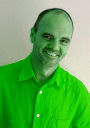 Steve Hartley tinted green all over.