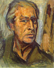 Georg Hillmann, Selbstbildnis, Harzöl, 50 x 60 cm, 1972