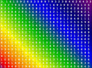 Die Kreiszahl "Pi" auf einem Hintergrund in Regenbogenfarben