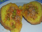 Arancine with meat and peases