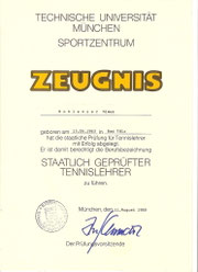 staatlich geprüfter Tennislehrer