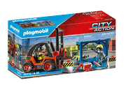 Gabelstapler mit Hubfunktion, Containermodul und Schwerlastpalette