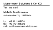 PC/GEOS Office-Assistenten-Vorlage Geschäftliche Visitenkarte, einfach