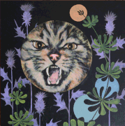 I´ll never be your pet, 2026, 40 x 40 cm, Acryl auf wiederbenutzter Malpappe