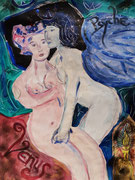 Venus und Psyche - 47,5 x 36 cm - 2020 - Mischtechnik - Malerei auf Papier