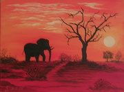 Elefant in der Steppe   30cm x 40 cm   (verkauft)