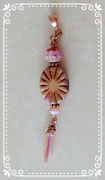 Wirework-Kupferdraht-Anhänger mit toller, ovaler, böhmischer Perle in Orange mit weiteren rosa Perlen