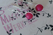 Silber Ohrringe Wirework mit Jadekugeln in Pink
