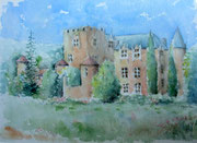 "Château d'Allemagne-en-Provence", aquarelle sur papier