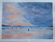 coucher de soleil 2, aquarelle sur papier