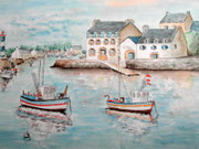 "Port de Doëlan, Bretagne", aquarelle sur papier