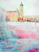 "Place Antonin Poncet, Lyon", aquarelle sur papier