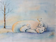 "Dernier calin avant la fonte des glaces", aquarelle sur papier