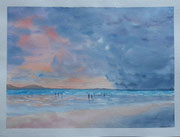 Coucher de soleil 1, aquarelle sur papier