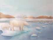 "La fonte des glaces", aquarelle sur papier