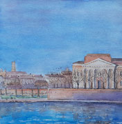 Toulouse, Quai de la Daurade, aquarelle sur papier