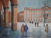 Toulouse, place du Capitole, aquarelle sur papier