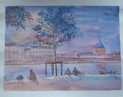 Toulouse quai de la Daurade, aquarelle sur papier