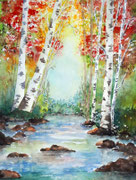 "Rivière d'automne", aquarelle sur papier