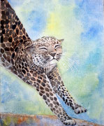 "Le réveil du guépard", aquarelle sur toile