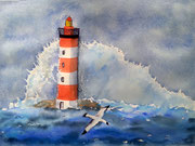 "Le phare dans la tempête", aquarelle sur papier, 40x50cm