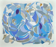Bleus d'hiver - huile sur toile - 60x70 cm