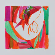 Sérénité - encre-aquarelle et pastel sur papier - 18x18 cm