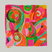 Pantoun créole - crayon et aquarelle sur papier - 18x18 cm
