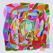 Jardin 1 - crayon, pastel et aquarelle sur papier - 24x24 cm