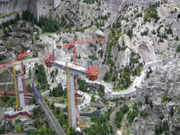 Fanatasie-Szene mit Suworow-Denkmal in der Schöllenen-Schlucht.