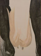 「388乳(搾乳後)」　板目木版画　"The Udder of 388"   Woodblockprint   2008　43.5cm×32cm　