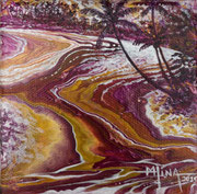 MERMET Balade au soleil couchant Acrylique sur toile 10x10cm 2025