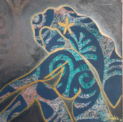 SOPHIE La vahine Acrylique sur tissus 30x30 2025