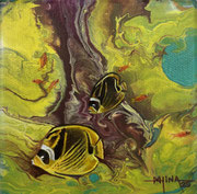 MERMET Nuances aquatiques Acrylique sur toile 10x10cm 2025
