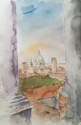 "Mantova dall'alto" - Acquerello cm 40x30 - Anno 2020