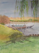 "BARCHE DI PESCATORI" - Acquerello - cm 40x30 - Anno 2024