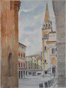 Scorcio su Piazza Mantegna - Acquerello cm 40x30 - Anno 2024- (NON DISPONIBILE)