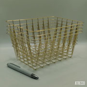 Canastos cuadrados malla dorados / 4 unidades / Arriendo: $2.000 c/u / Garantía: $5.000 c/u
