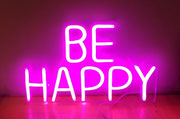 Luz deco neón Be Happy / Medidas: 25 cms.largo / Arriendo: $8.000 / Garantía: $30.000