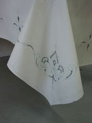 Tablecloth, 2004; Watercolor on shaped paper, wood, 29 x 31 x 41 inches - detail