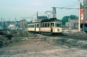 An der heutigen Bahnhofstraße mit dem Turm der Johanniskirche und dem "Sowjet-Pavillon"