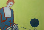 Strickerin,   Acrylfarbe a. Leinwand,  85 x 110 cm,   2008